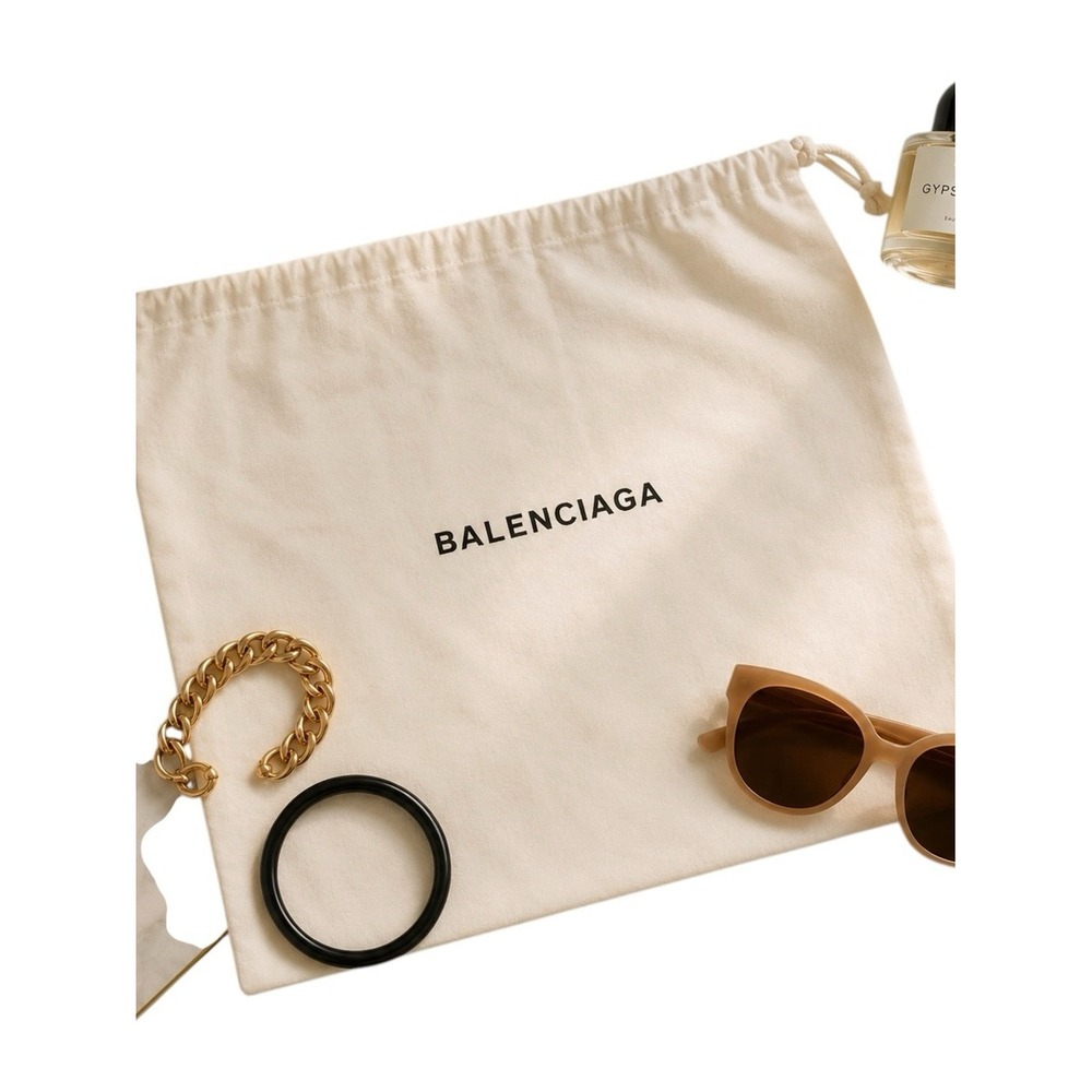 Balenciaga Large Logo Dust Bag White Cotton Drawstring Storage Pouch Authentic